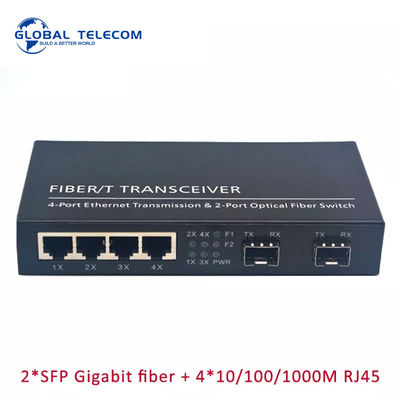Faser-Medien-Konverter 4RJ45 2SFP, Faser-Schalter 2G4FE Gigabit Ethernet
